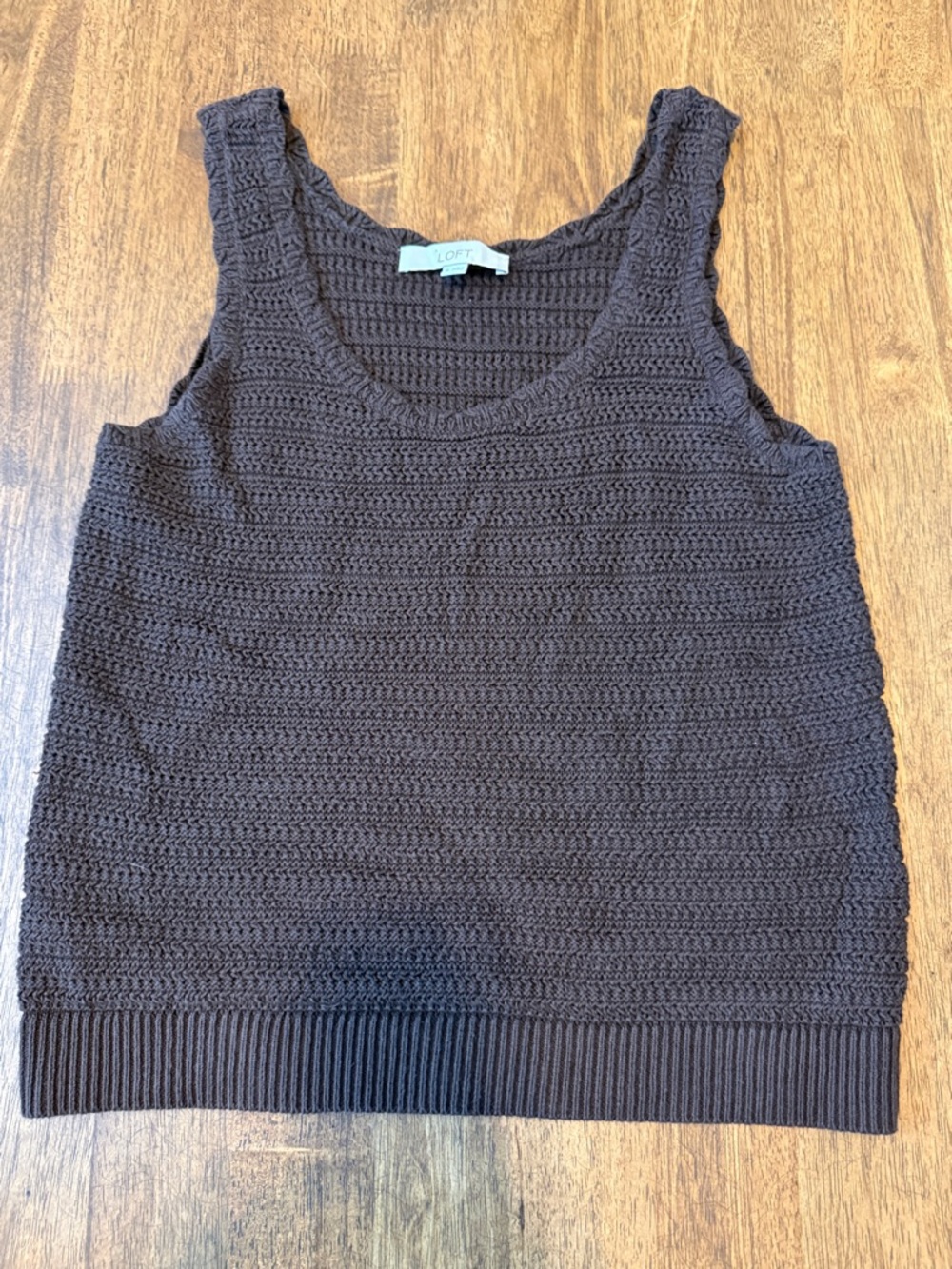LOFT Dark Brown Crocheted Knit Tank